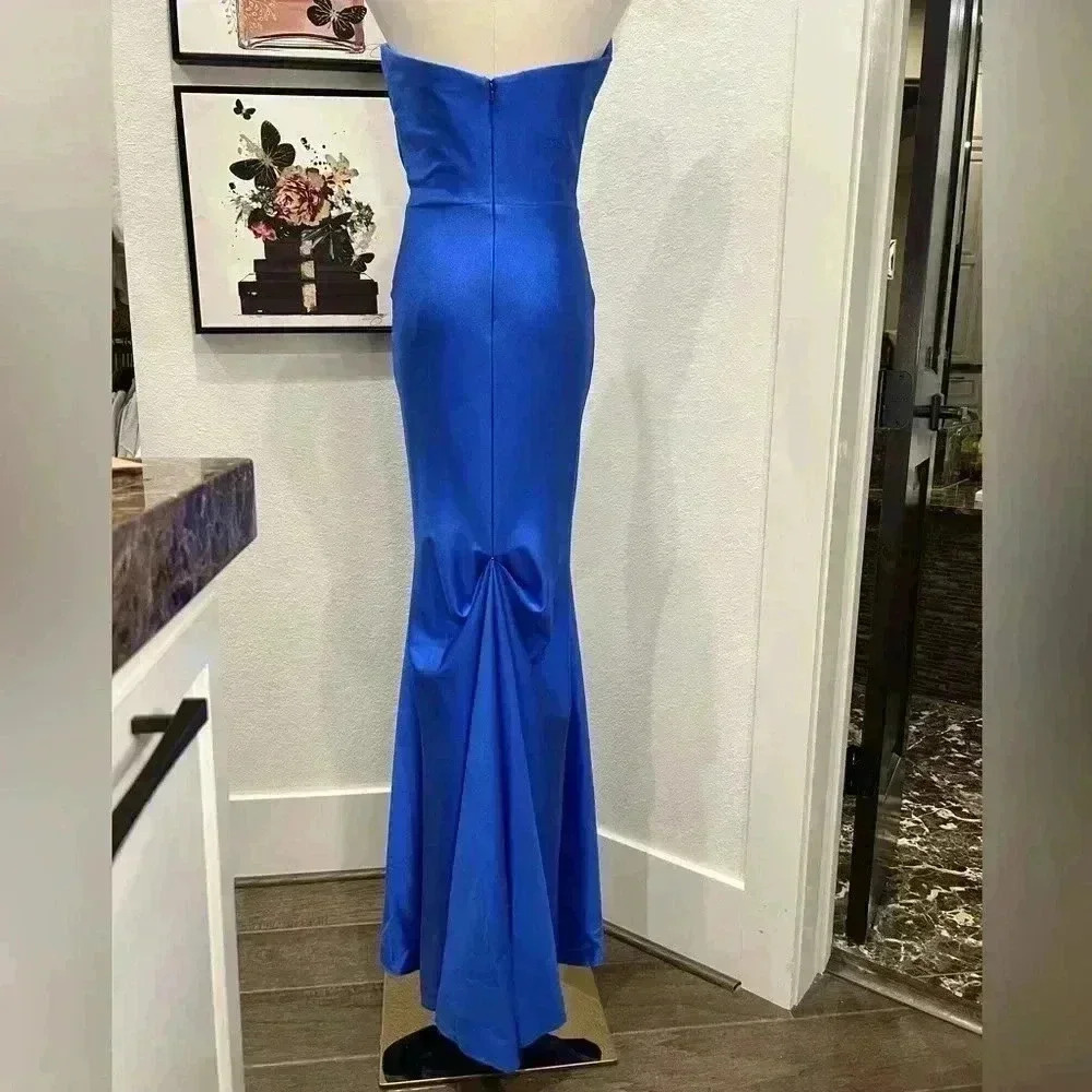 NWT NICOLE BAKTI STRAPLESS EVENING DRESS 7082 Size 8 Royal Blue - Picture 6 of 14